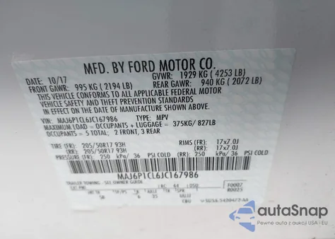 2018 Ford Ecosport Ses from USA, damaged, VIN MAJ6P1CL6JC167986